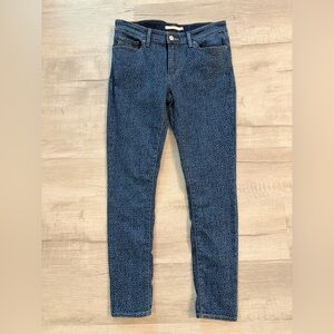 Levi's 711 Skinny Dark Blue Leopard Print Skinny Jeans Size 29